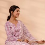 Stitched Flamingo Pink Kota Doria Dupatta Salwar Suits For Office Wear