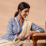 Stitched Lambent Lagoon And Wood Ash Cotton Party Wear Suit Design With Lace Work Kota Doriya Dupatta