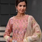 Stitched Pimlico Pink Cotton Party Wear Suit Salwar With Embroidery Kota Doriya Dupatta