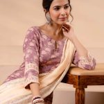 Readymade Victorian Plum Hand Block Printed Cotton Suits With Cotton Dupatta